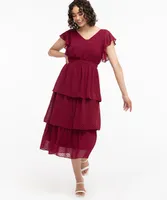 Tiered Flutter Sleeve Dress