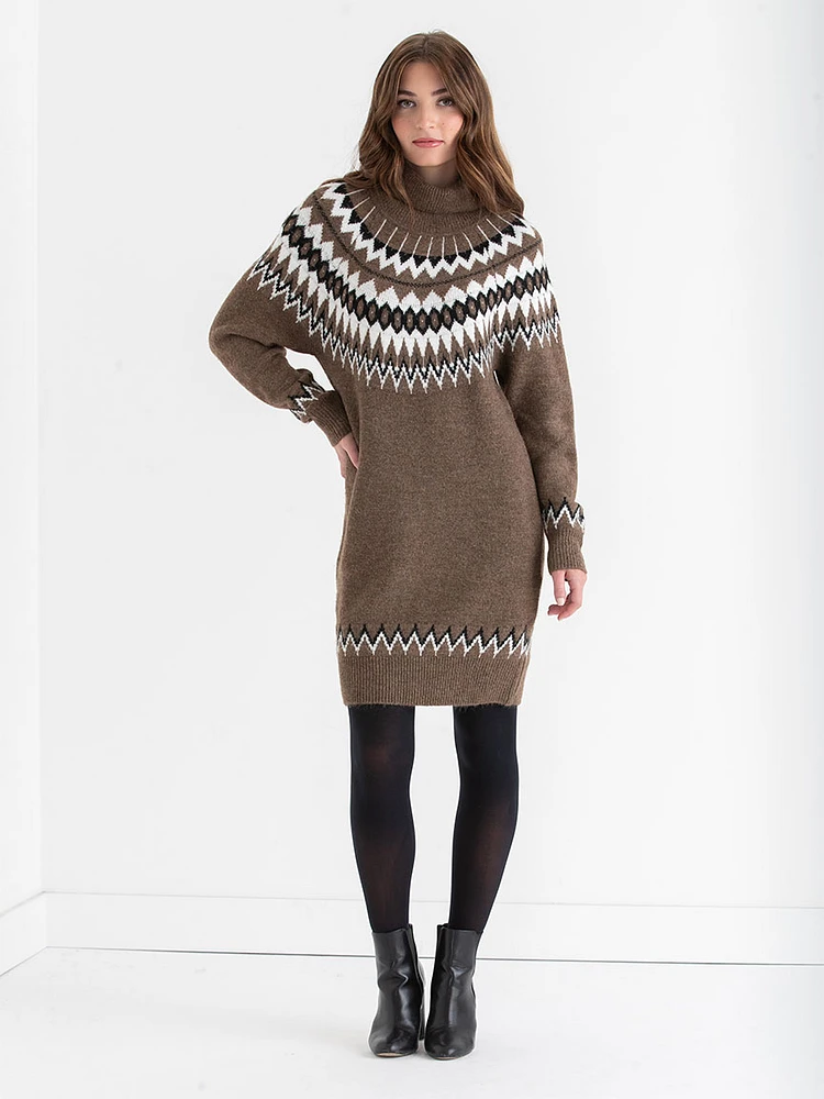 Turtleneck FairIsle Knit Dress