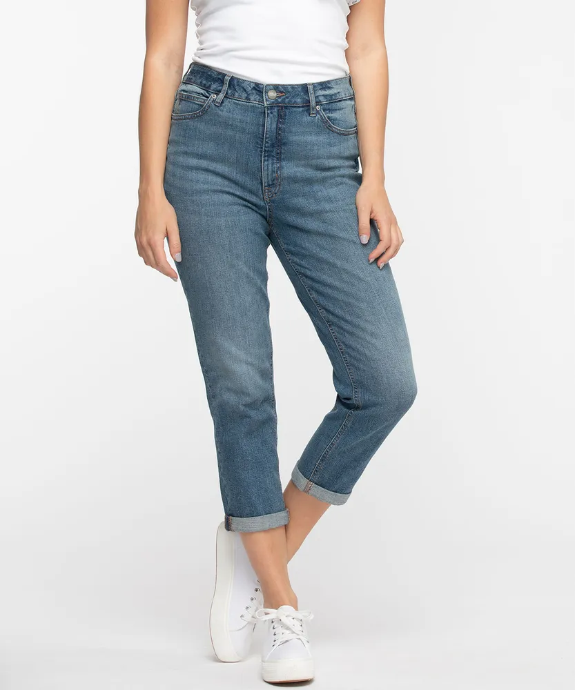 Cuffed Straight Leg Crop Jean