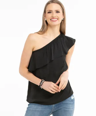 One-Shoulder Ruffle Blouse