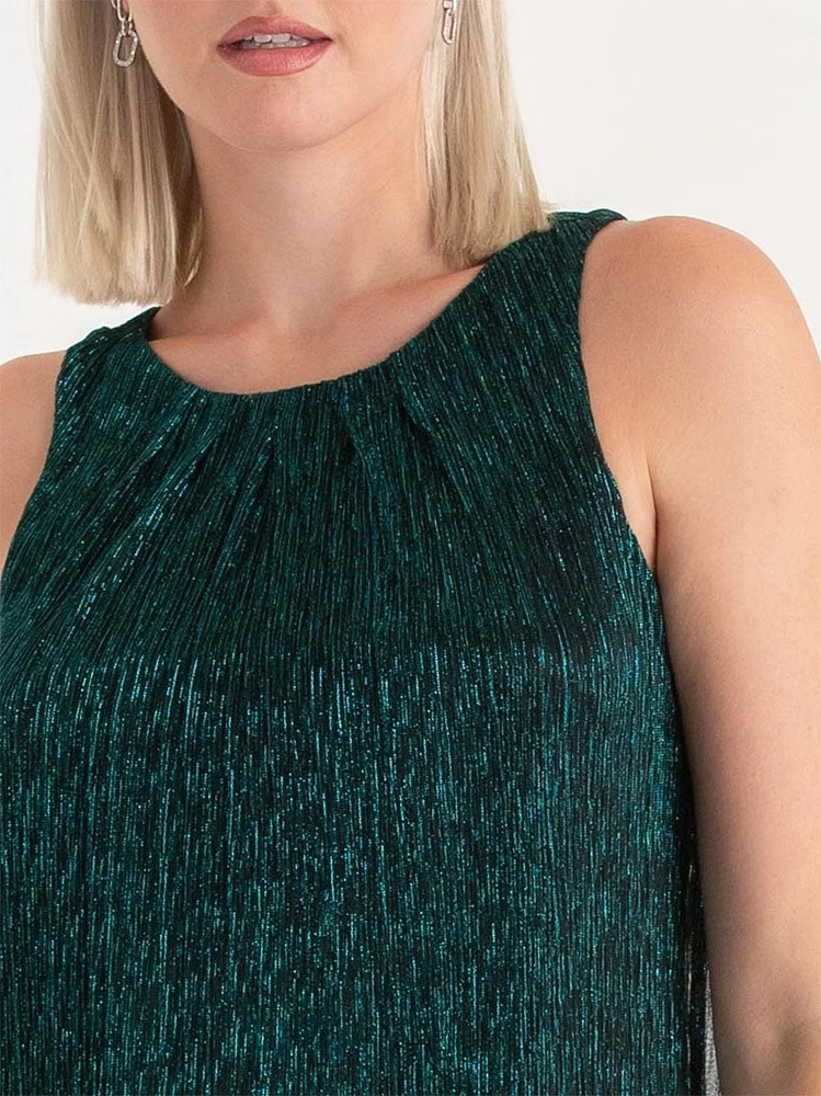 Pleat Neck Tinsel Tank Top