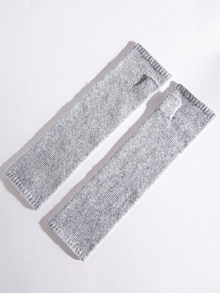 Long Wool-Blend Fingerless Mittens