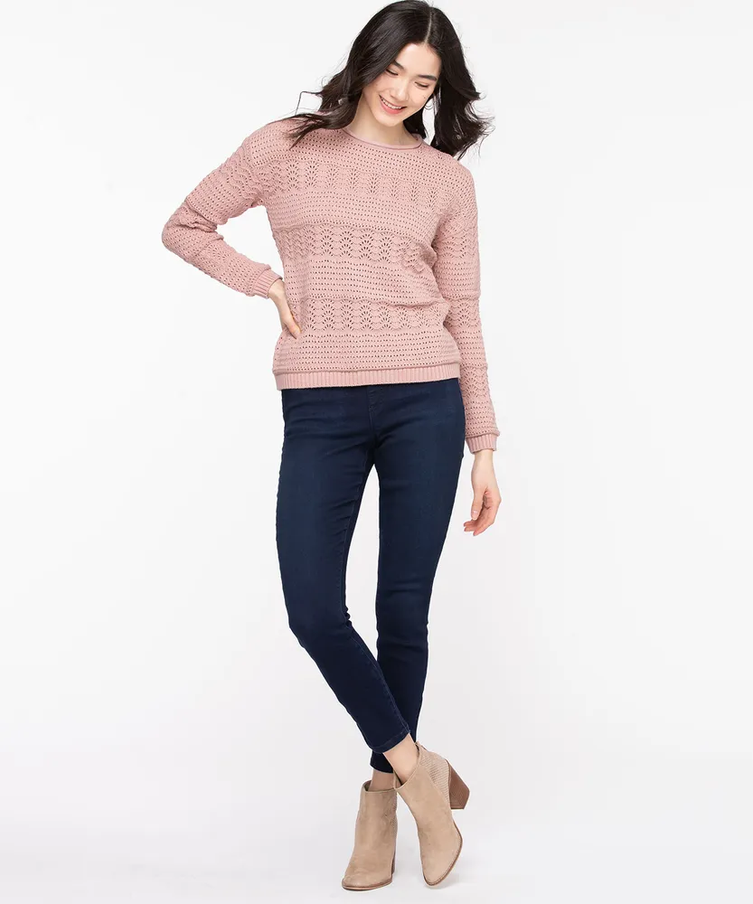 Cotton Pointelle Pullover Sweater