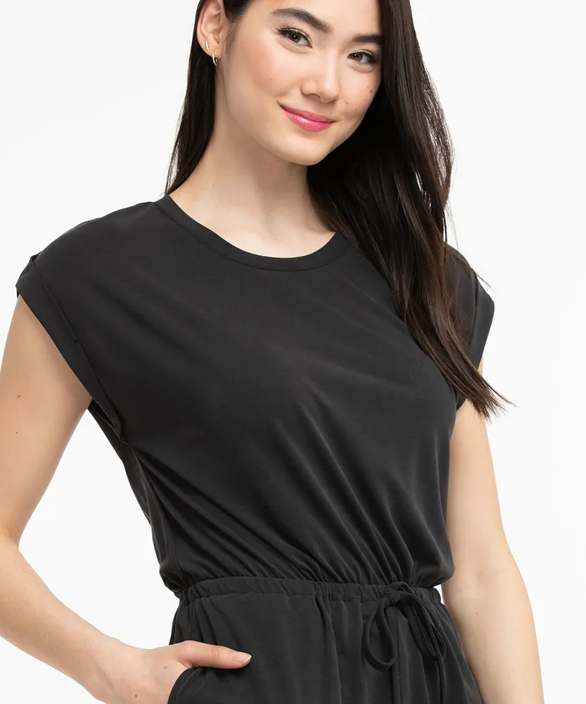 Eco-Friendly Drawstring Waist Tunic Top