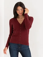 V-Neck Cable Knit Cardigan