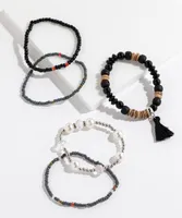 Black Beaded Bracelet 5-Pack