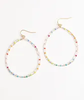 Rainbow Beaded Hoop Earring