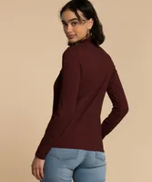 Cut-Out Neckline Mock Neck Top