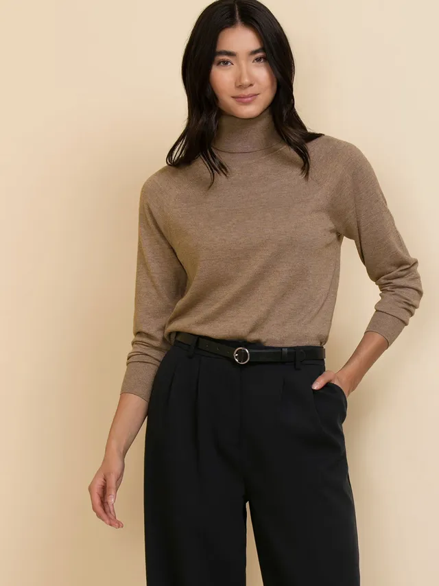 RICKI'S Wool-Blend Mock Neck Pearl Sweater