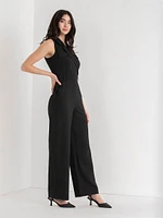 Sleeveless Collared Jumpsuit Luxe Tailored