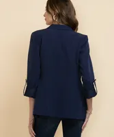 Rolled Cuff Open Front Blazer