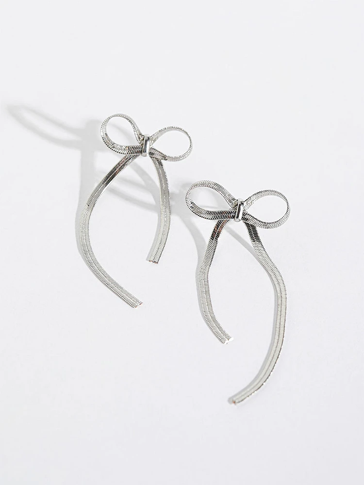 Flat Chain Bow Earrings