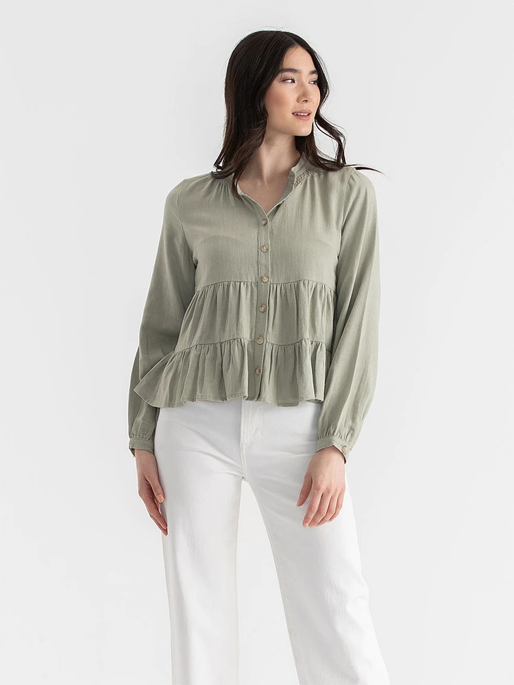 Tiered Linen Blouse