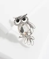 Silver Gemmed Owl Brooch