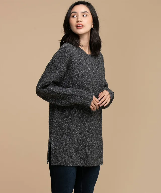 RICKI'S Eco-Friendly Cable Knit Tunic Sweater