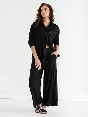 Viscose Linen Wide Crop Pant