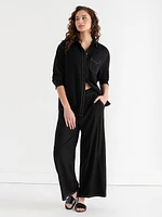 Viscose Linen Wide Crop Pant