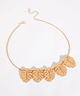 Rhinestone Leaf Necklace