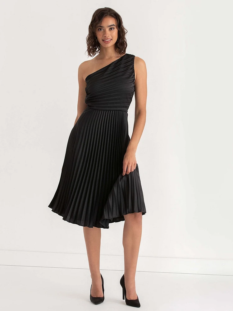 One Shoulder Pleated Dress