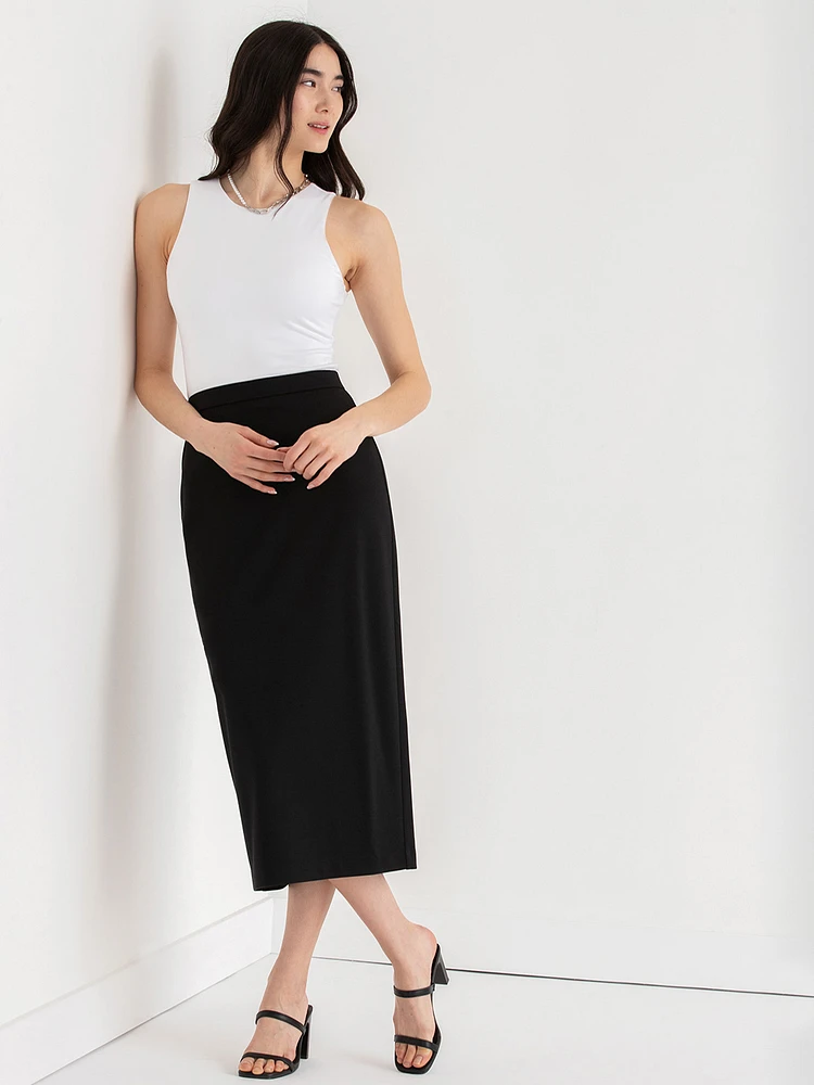 Ponte Twill Midi Skirt