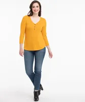 3/4 Sleeve Henley Top