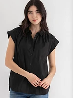 Relaxed Fit Button Up Blouse