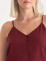 Sadie Strappy V-Neck Tank with Button