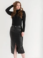 Faux Leather Midi Skirt