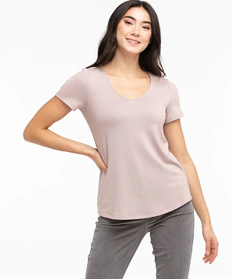 Short Sleeve V-Neck Hacci Tee