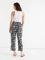 Viscose Linen Pull-On Cropped Pant