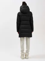 Long Zip-Front Hooded Puffer