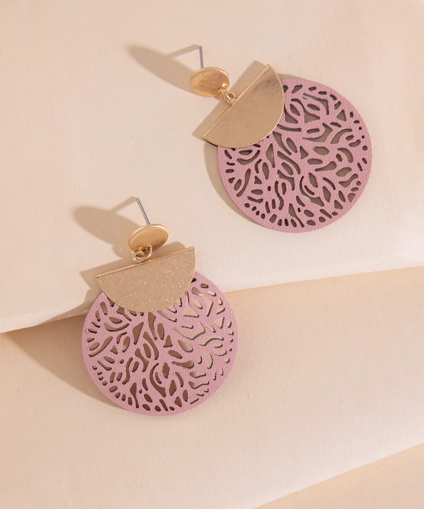 Circular Laser-Cut Statement Earrings