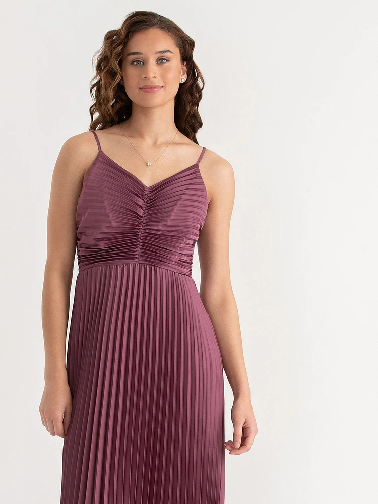 Strappy Pleated Maxi Dress