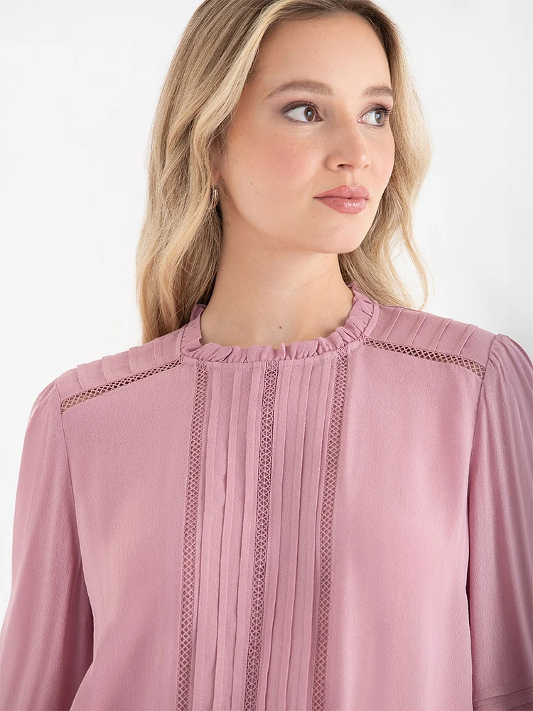 Ruffle Pintuck Blouse