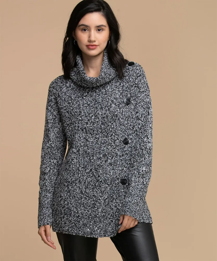 Cowl Neck Button Detail Sweater