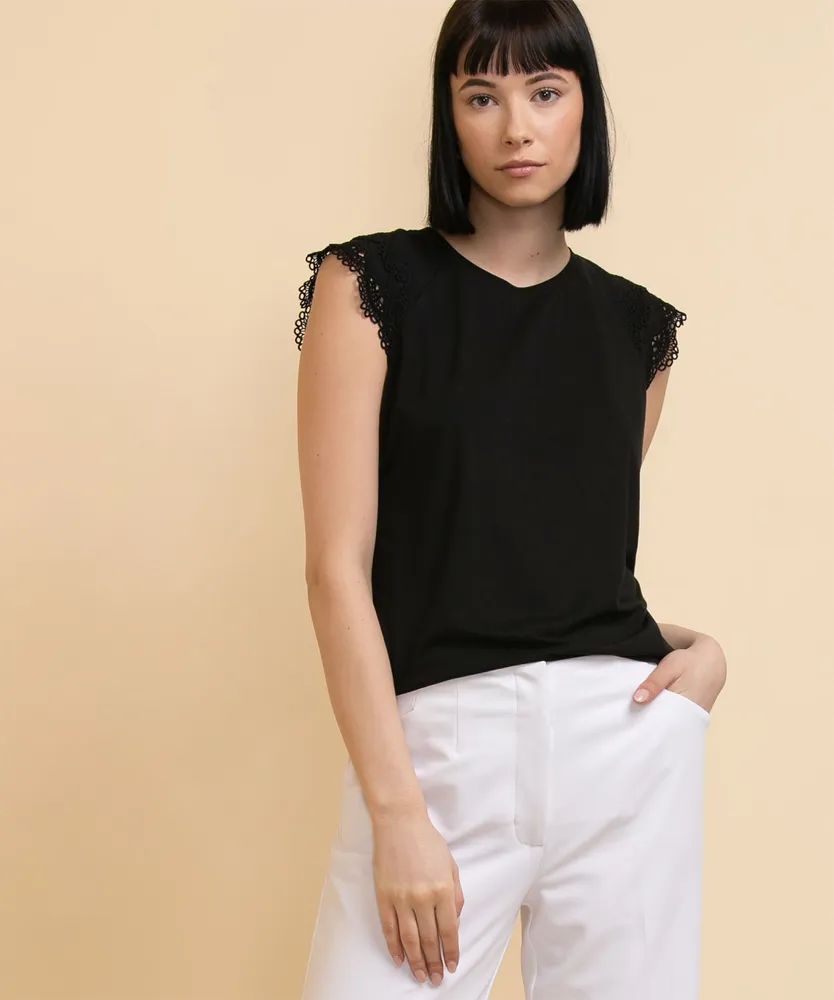 Raglan Top with Eyelet Shoulder Detail