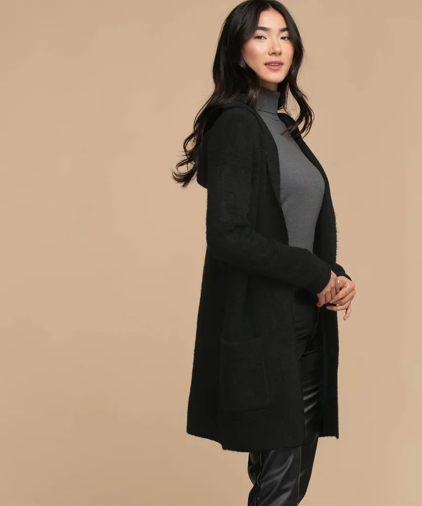 Hooded Pointelle Cardigan