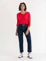 Easy V-Neck Hacci Knit Top