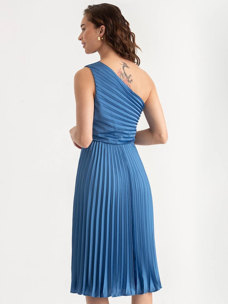 One Shoulder Pleated Dress