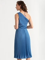 One Shoulder Pleated Dress