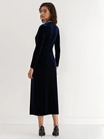 Velvet Drape Waist Dress