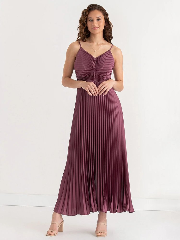 Strappy Pleated Maxi Dress