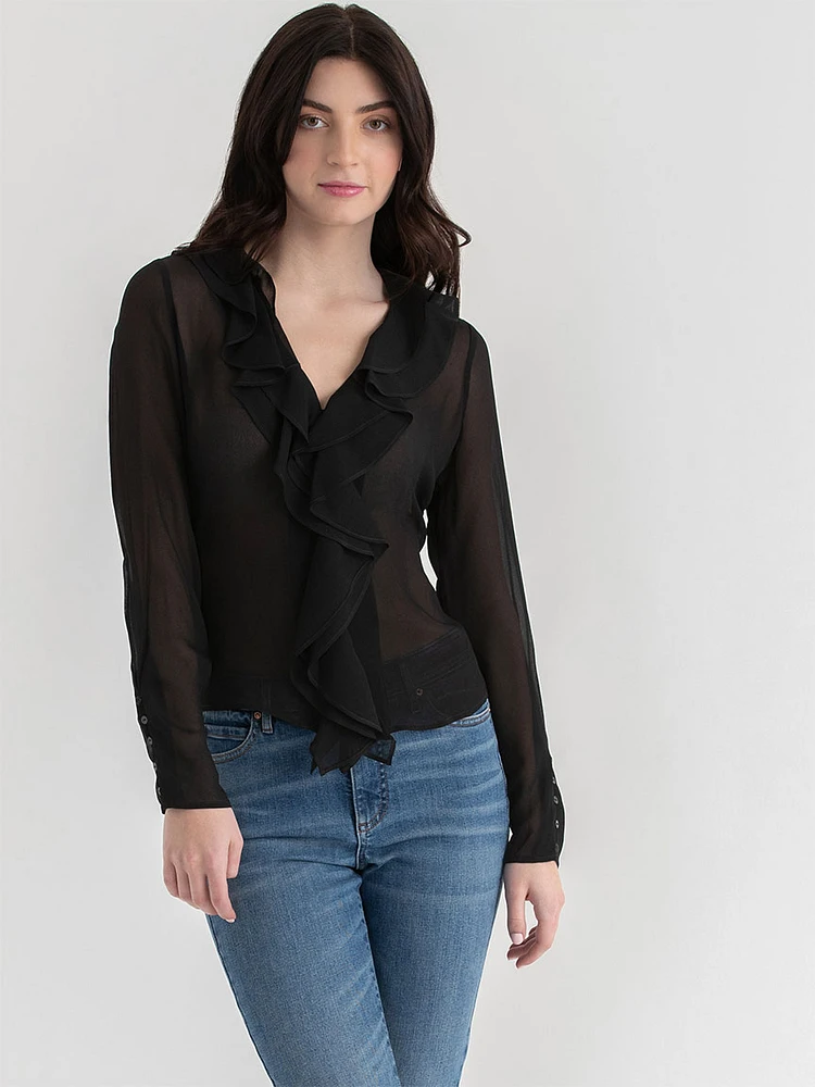 Long Sleeve Ruffle Blouse