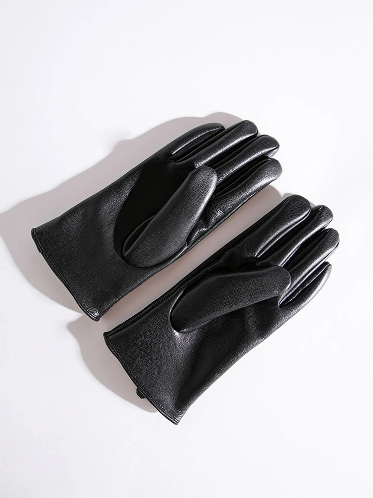 Chevron Faux Leather Gloves