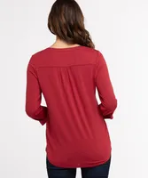 Roll Sleeve Pintuck Top