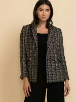 Classic Double-Breasted Boucle Blazer