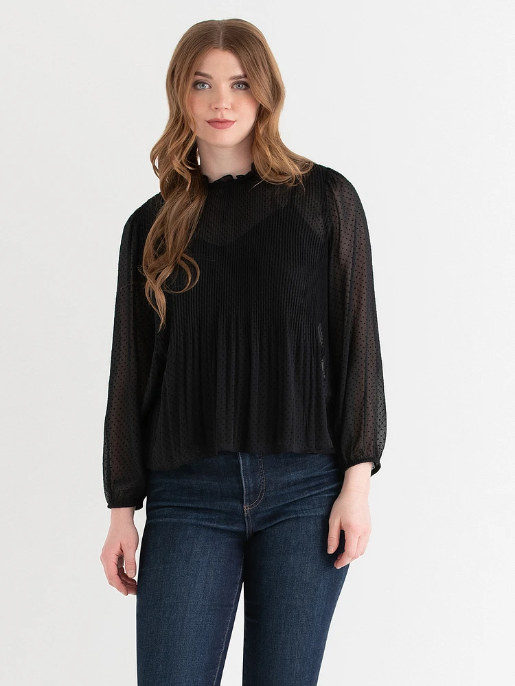 Flock Dot Blouse with Cami