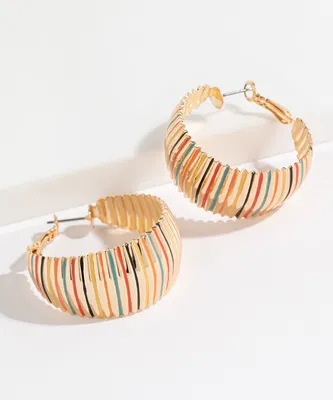 Wide Rainbow Hoop Earring