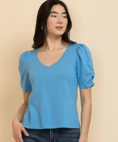 Puffed Sleeve V-Neck Tee