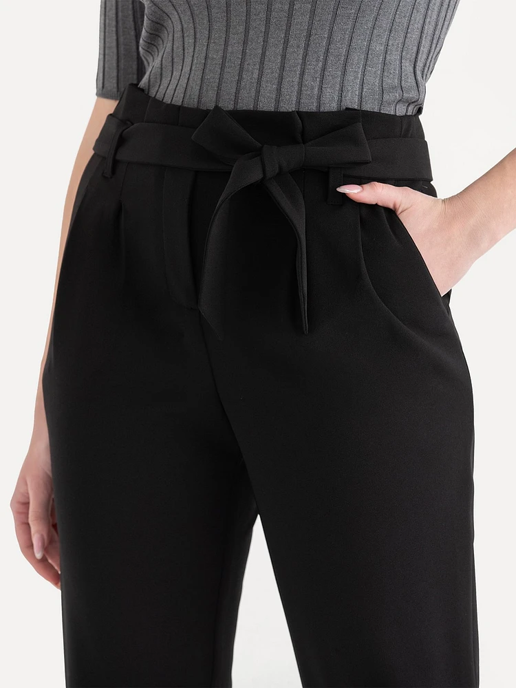 Tapered Ankle Pant with Tie Belt